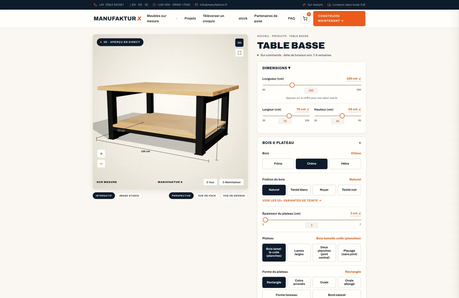 Table basse - 3D-configurateur, Manufaktur X