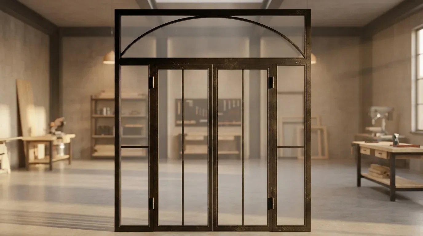 Cloison vitrée fixe avec passage et porte loft séparée en Belgique